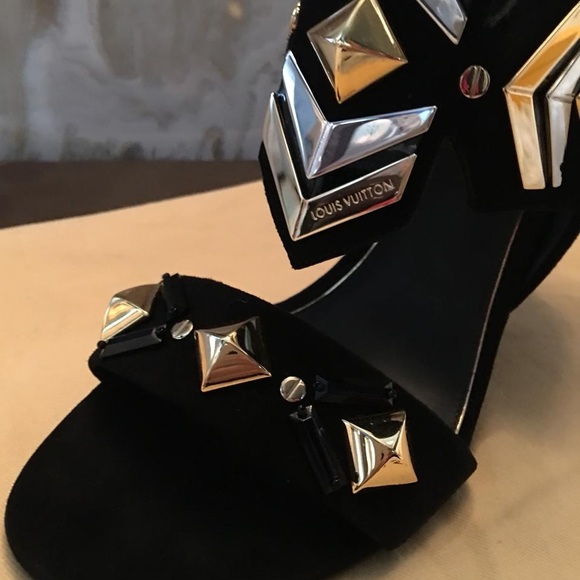 Black Shocking Suede Studded Sandals Limited Ed - Picture 5 of 6